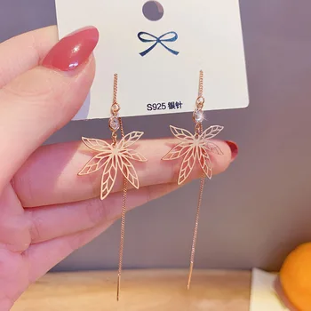 

Exaggeration Hollow out Leaf Earrings Ear Stud Earrings Women Long Pendant Elegant