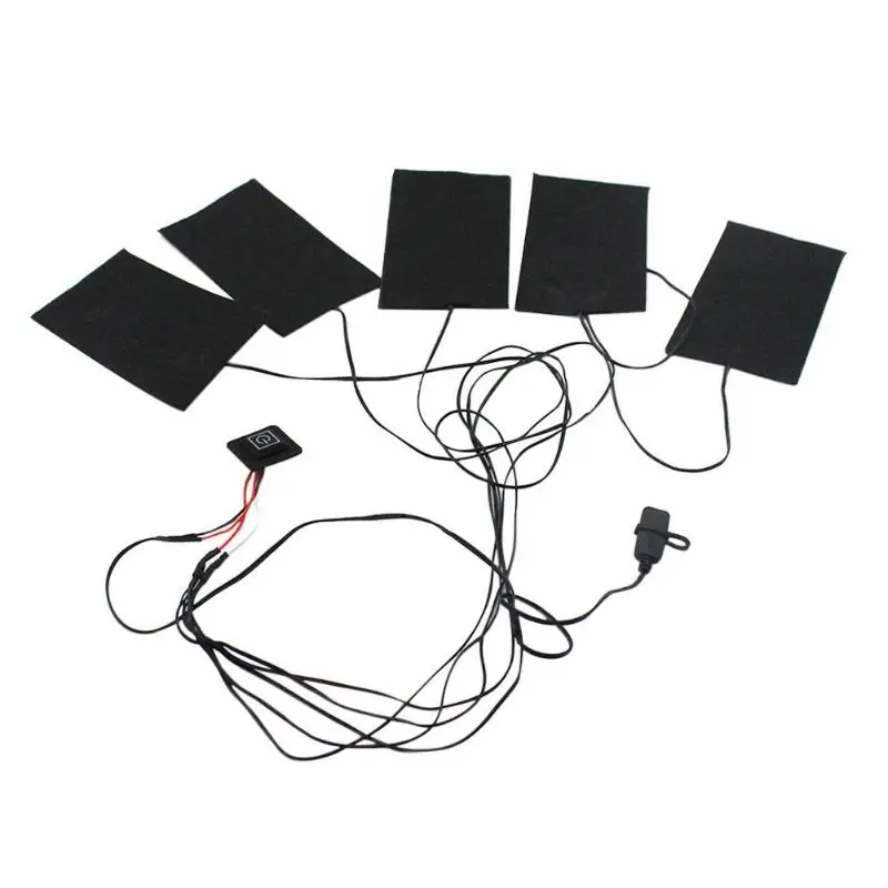 USB Заряженная одежда грелки углеродное волокно Электрический Регулируемый температурный нагреватель тепловой одежды пояс нагревательная пластина - Цвет: 5 pad