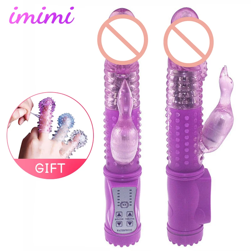 Realistic Dildo Vibrator Clitoris Stimulation Massager Famale Masturbator Rabbit Jelly Dildo Rotating Beads Sex Toys for Adults