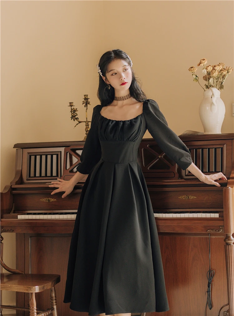 Free ship black romantic french style 