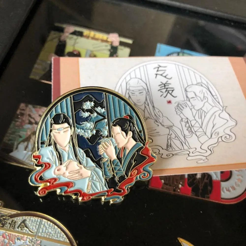 Аниме неразобранный Wei Wuxian Lan Wangji Yibo Xiao Zhan Косплей металлические сумки значок
