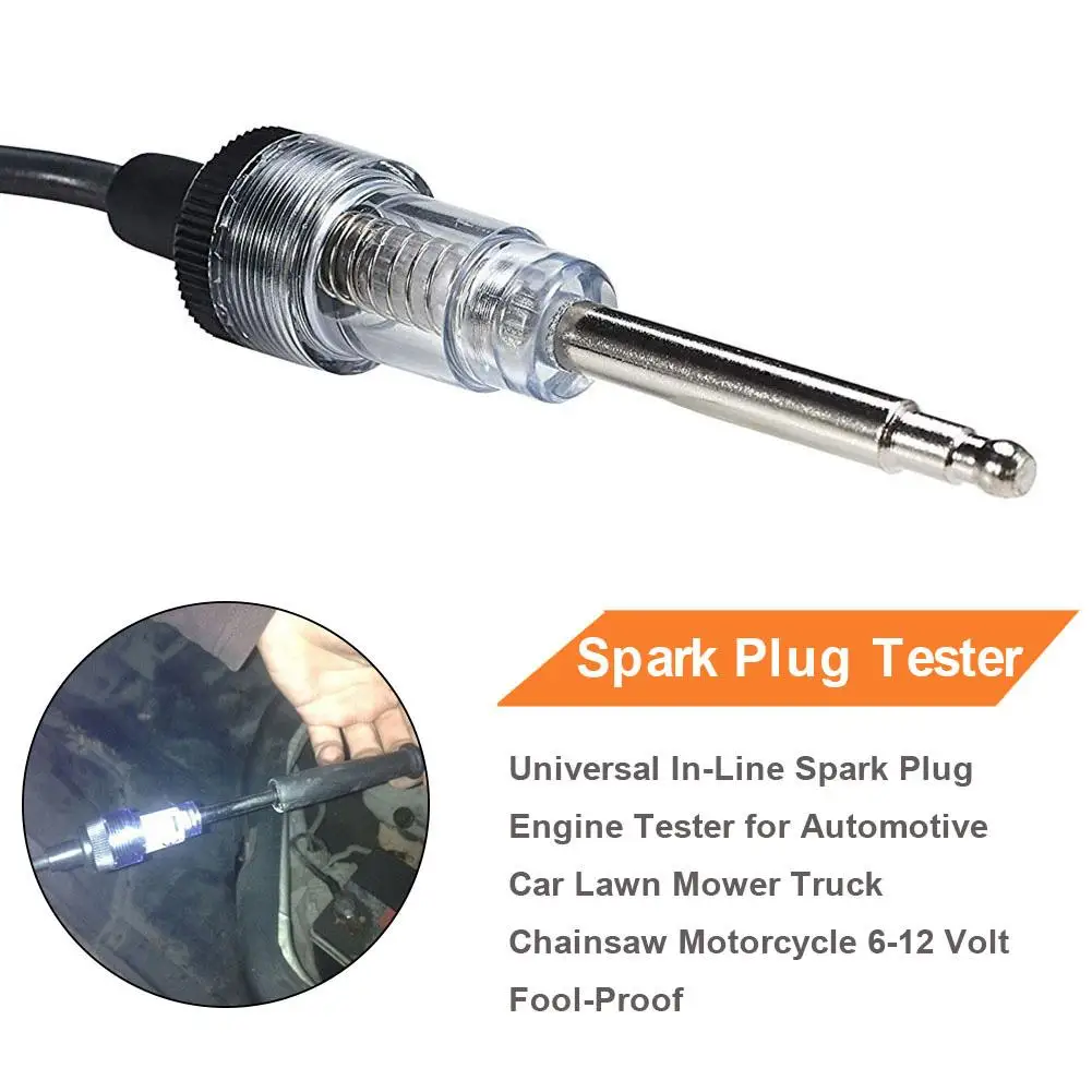 

Universal In Line Spark Plug Tester for Car Lawn Mower Truck Chainsaw Motorcycle 6-12 Volt Fool-Proof Auto Diagnostic Test Tool