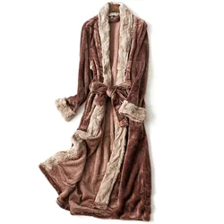 Bathrobe Men Robe Kimono Men Robes Bath Men Sleepwear Mens Robes Long Sleeve Nightgown Fall/winter Coral Fleece Couples Home