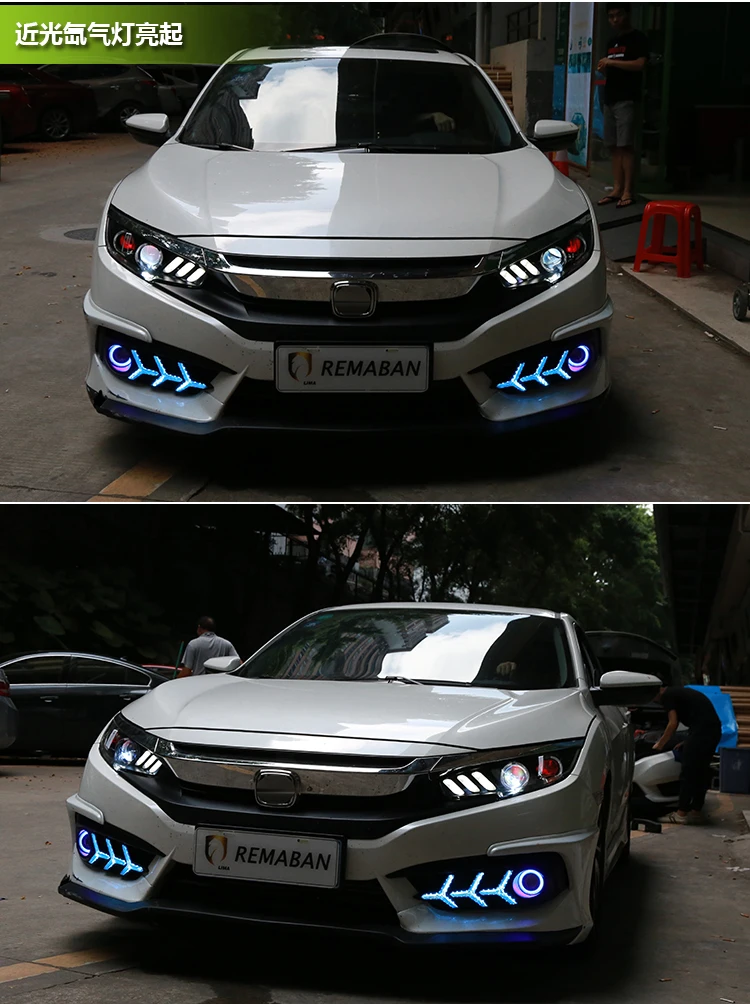 Машина головная лампа в сборе для Honda Civic 10th светодиодный головной светильник светодиодный головной светильник с динамический сигнал поворота
