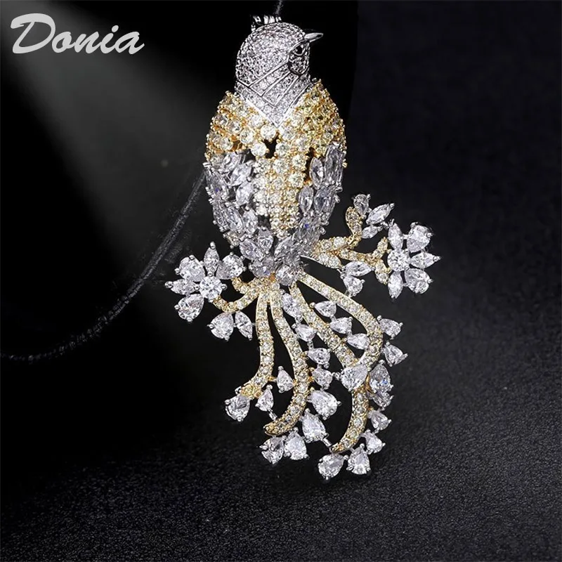 Donia jewelry Fashion ladies high-end bird brooch simple copper micro-inlaid AAA zircon accessories coat brooch scarf jewelry