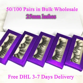 

50/100 Pairs Wholesale Free DHL 25mm 3D Mink Eyelashes in Bulk 5D Mink Lashes Packing Label Makeup Dramatic Long Mink Lashes