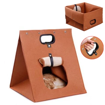 

Portable Cat Nest Foldable Felt Small Pet House Creative Convenient Kitten Cage Puppy Kennel Removable Pets Sleeping Bed