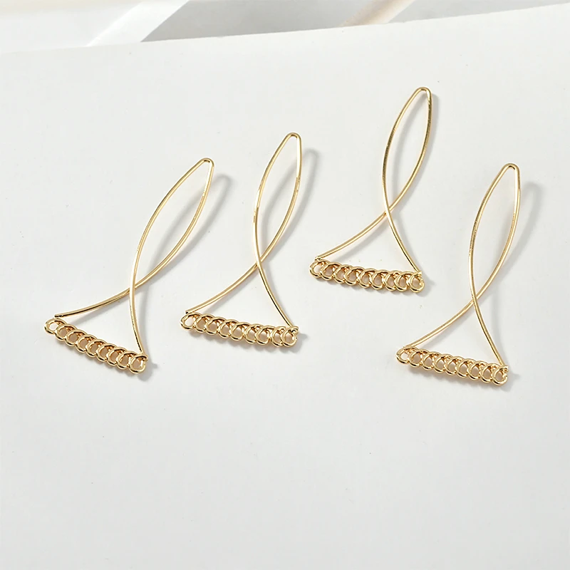 

Copper-plated 18K True Gold Simple Geometric Fish-shaped Line Multi-hanging Diy Hand-made Earrings Jewelry Material Accessories