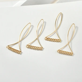 

Copper-plated 18K True Gold Simple Geometric Fish-shaped Line Multi-hanging Diy Hand-made Earrings Jewelry Material Accessories