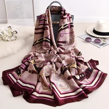 

2020 Luxury Silk Scarf for Lady Pashmina Shawls Wraps Design Print Women Beach Stole Warm Winter Scarves Bandana