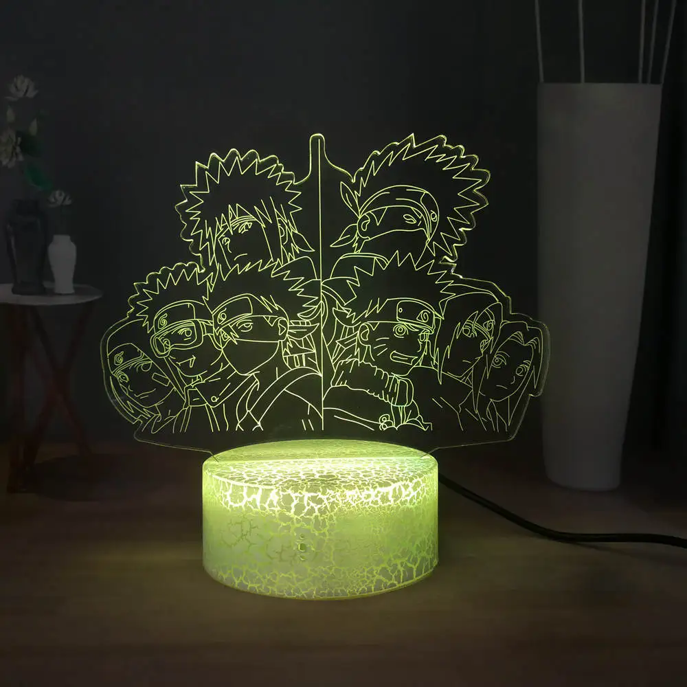 

Gift LED Kids Night Light Naruto Figures 7colorful Change Table Lamp Creative Home Decor USB MINI Touch Remote 3D Illusion Lamp
