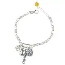 Чистое Серебро S925 серебро винтажный смайлик удача звено цепи браслет 925 серебряные ювелирные изделия(YRT