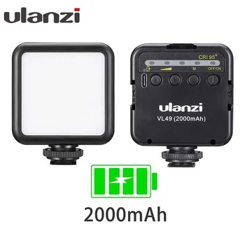 

Ulanzi VL49 6W Mini LED Video Light 2000mAh Built-in Battery 5500K Photographic Lighting Triple Cold Shoe 1/4 Screw for Vlogging