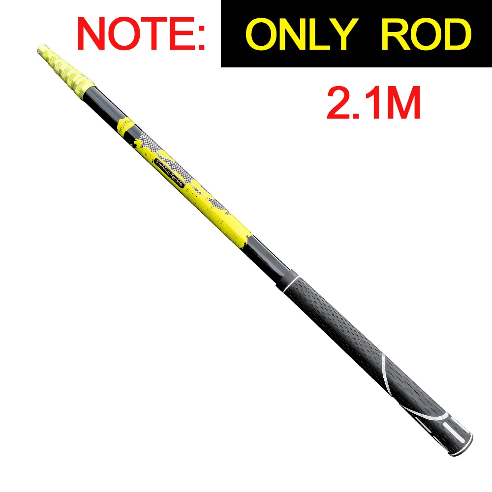 JOSBY Складная рыболовная сеть карбоновая палка 2,1 м 4 м Ультралегкая Выдвижная телескопическая ручка сачок для рук - Цвет: 2.1 M  only rod pole