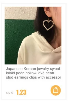 Японские корейские ювелирные изделия милые инкрустированные жемчугом Полые Любовь Сердце серьги-гвоздики клипсы с аксессуарами