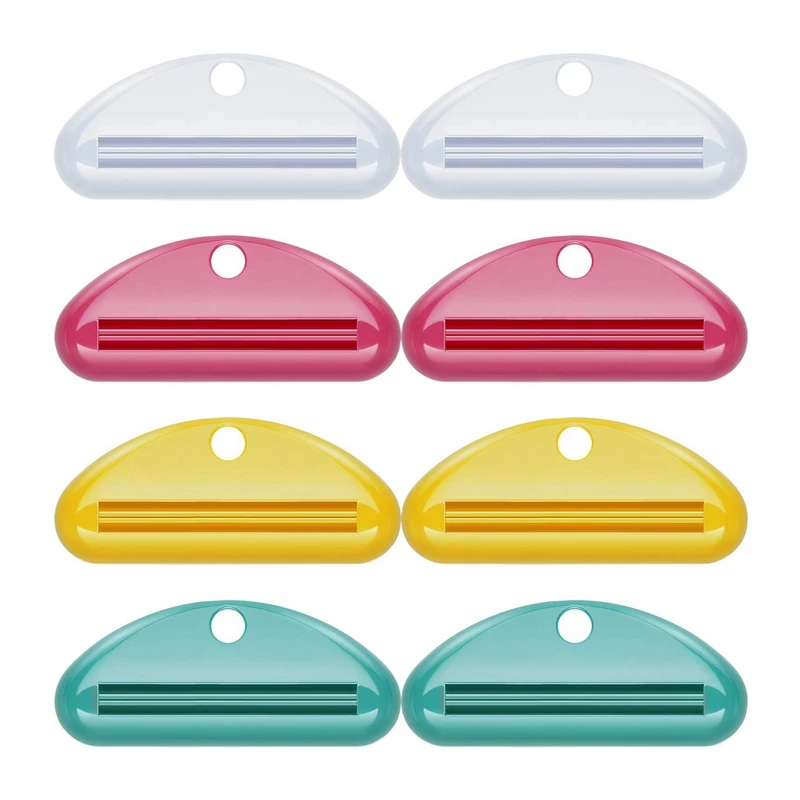

8Pieces Toothpaste Tube Squeezer Dispenser Toothpaste Clips for Bathroom for Bathroom (Red, Green, Yellow, White)