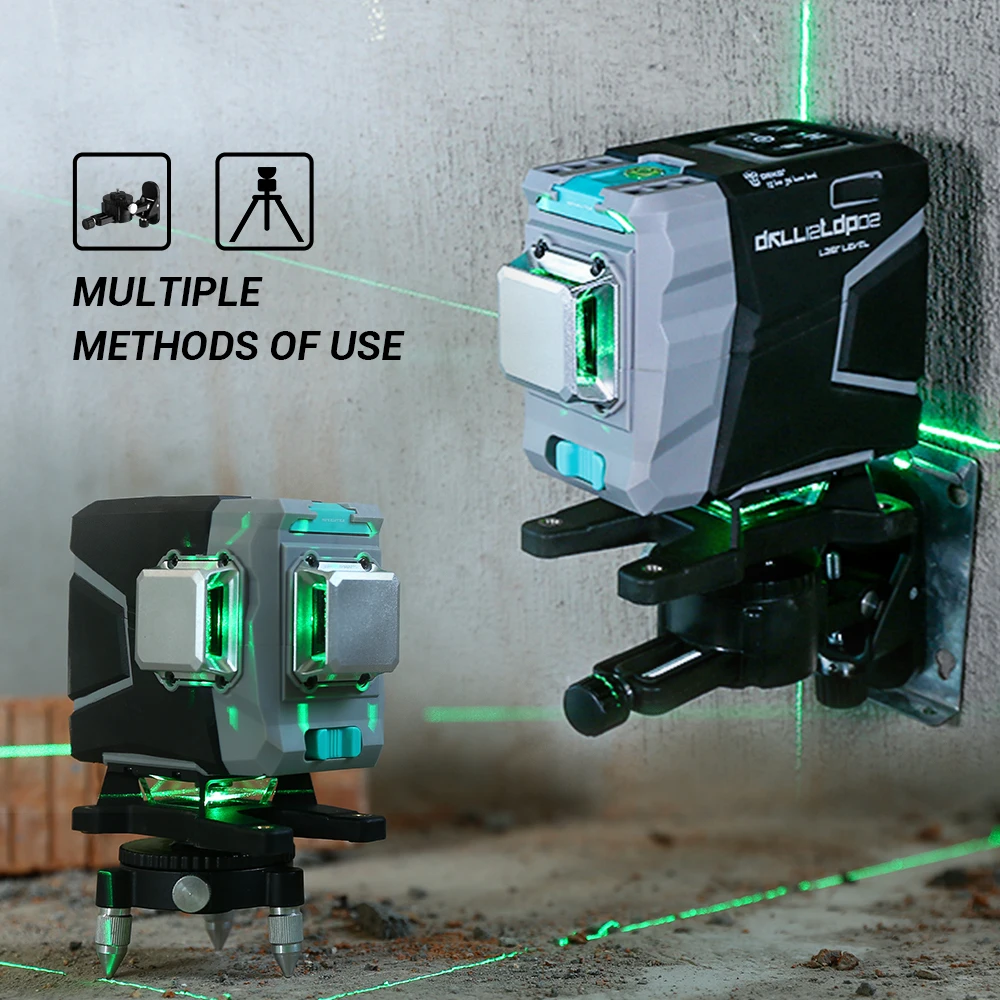 Laser Level 12 Lines 3D Green For Horizontal&Vertical Cross Lines