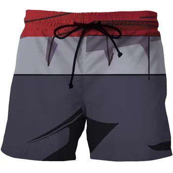 

Digital printed men's quick-drying beach shorts cartoon animation printed on both sides of the pocket casual shorts
