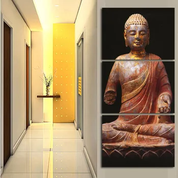 

Wall Art Pictures HD Printed Home Decor 3 Pieces Stone Buddha Landscape Modern Paintings On Canvas Posters Frame Living Room