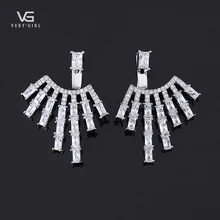 Очень модные серьги-гвоздики с кристаллами спереди и сзади для девочек, изящные прозрачные ювелирные изделия из кубического циркония ААА