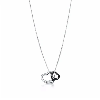 

TTFF Fashion New High Quality Double Happy Pendant Necklace Original 1:1 Simple Female All-match Valentine's Day Romantic Gift