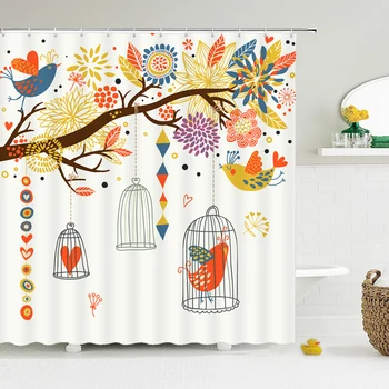 

Flowers Poster Fresh Shower Curtains Waterproof Polyester Fabric Bath Screen Curtain for Home Decoration Bathroom Curtain