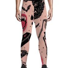 Рот Череп кости змея Ужасы брюки мужские леггинсы Счастливый День святого Валентина высокой талией полной длины стрейч Fit 3D печатных Activewe