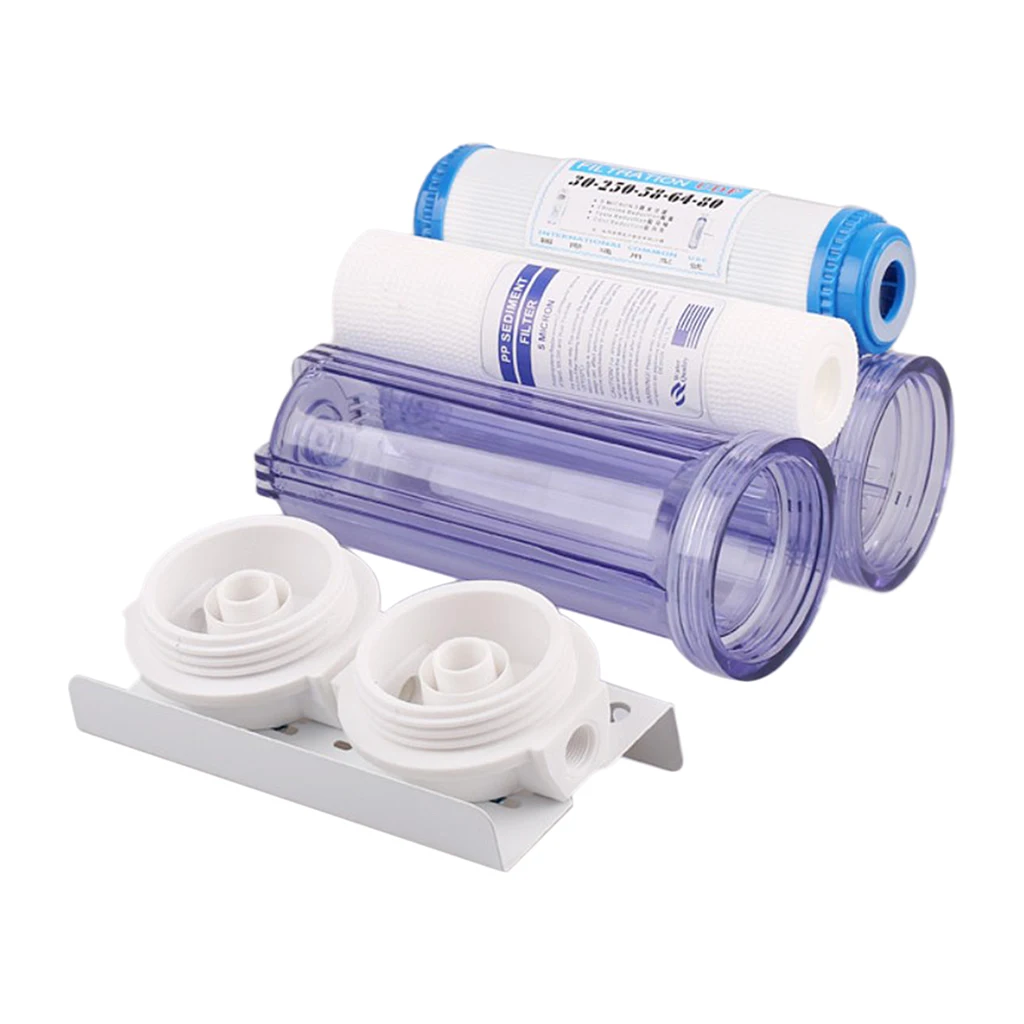 10'' Whole House 2 Stage Filtration Water System with PP Cotton CTO Carbon Replacement Filters