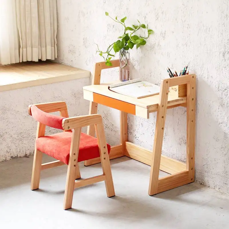High quality student desk chair set the height adjustable children learning table solid wood furniture set multicolor optional High quality student desk chair set the height adjustable children learning table solid wood furniture set multicolor optional