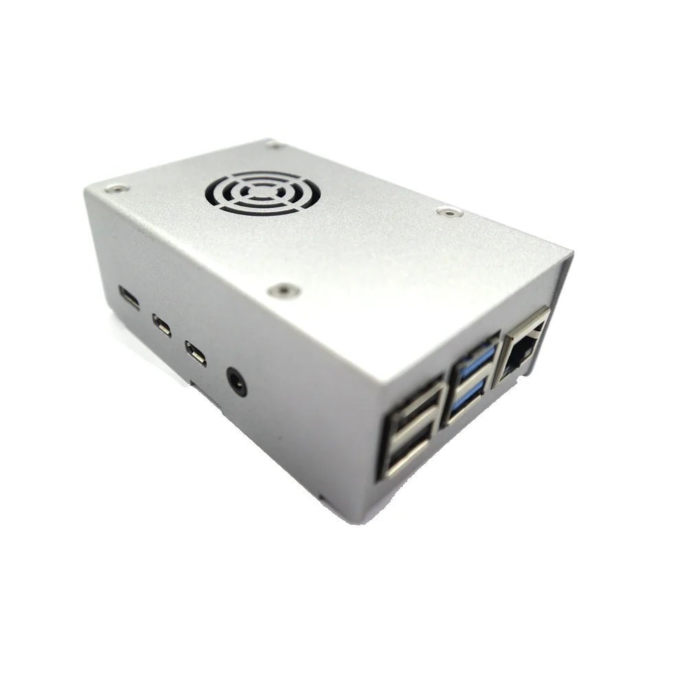 

Raspberry Pi 4 Model B Sliver Metal Steel Case with Cooling Fan