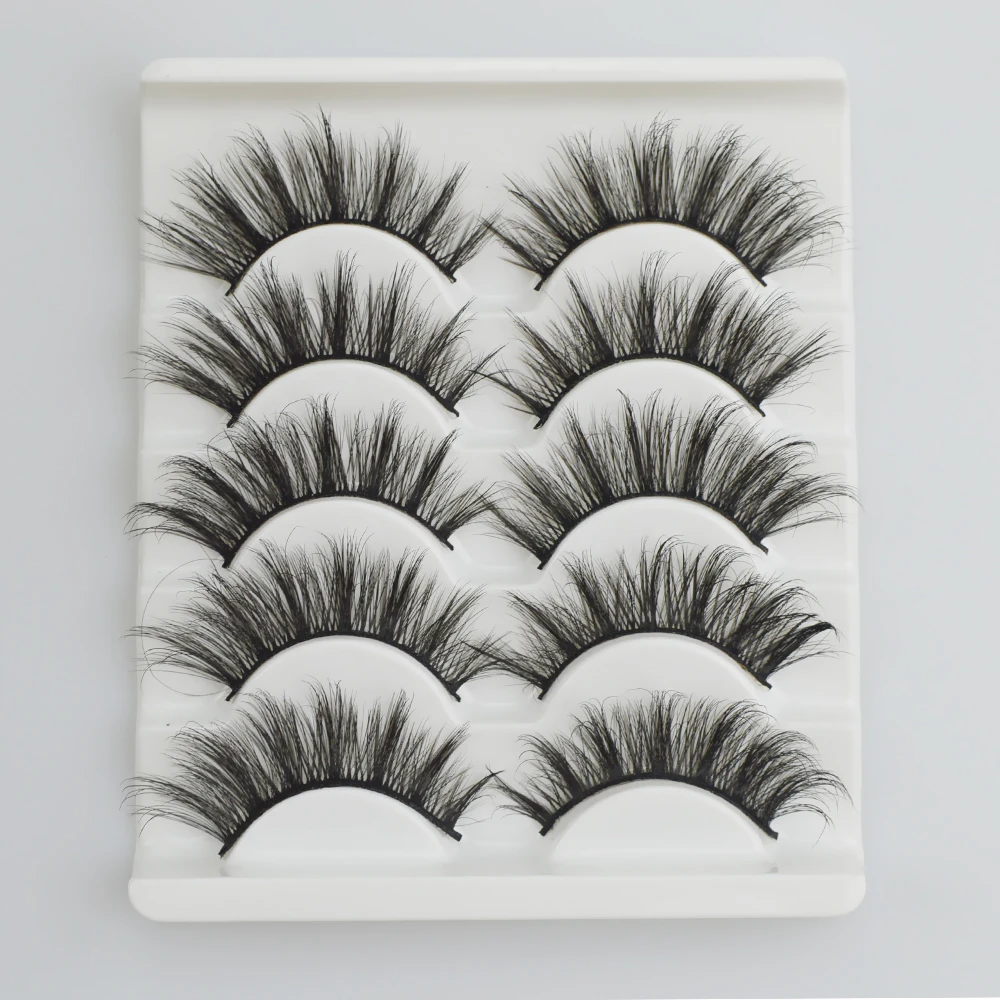 5 Pairs 3D Mink Hair False Eyelashes Criss cross Wispy Cross Fluffy length 9 16mm Lashes 2