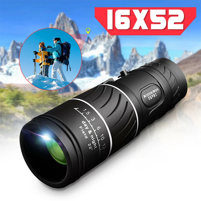 

Portable 16 X 52 High Over Binoculars Telescope Monocular 66 / 8000M Plastic Binoculars Outdoor Black Outdoor Sports Telescope