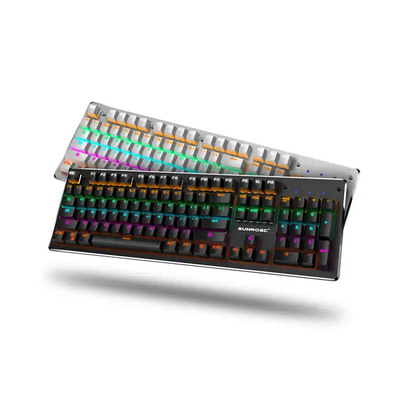  Sunrose T610 104 Keys English Wired Usb Backlit Mechanical Rgb Gaming Keyboards Waterproof For Tabl