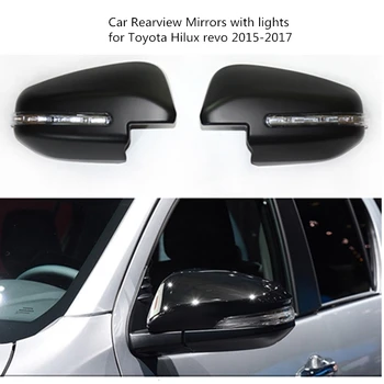 

2pcs car modification black rearview mirror covers with lights for toyota hilux REVO 2015-2017 accessories