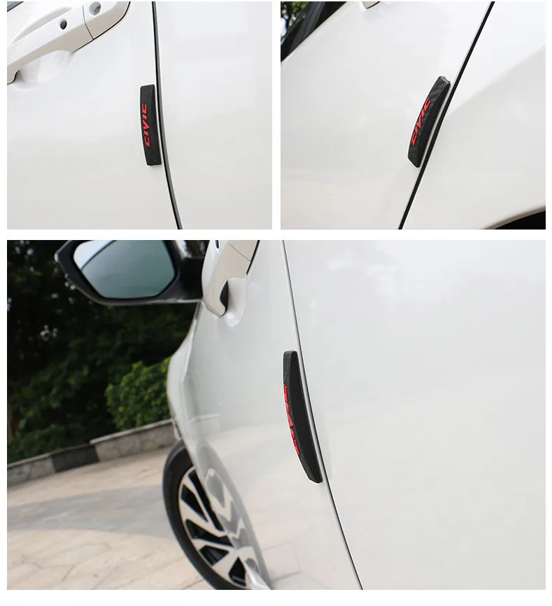 4 pcs/set Car door anti-collision strip 3D stereoscopic rubber protective decorative accessories For Honda Civic