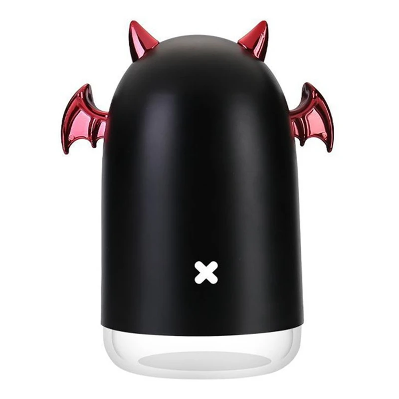 

230Ml Ultrasonic Air Humidifier Little Devil Usb Aroma Essential Oil Diffuser for Home Car Mist Maker Color Led Lamp Black