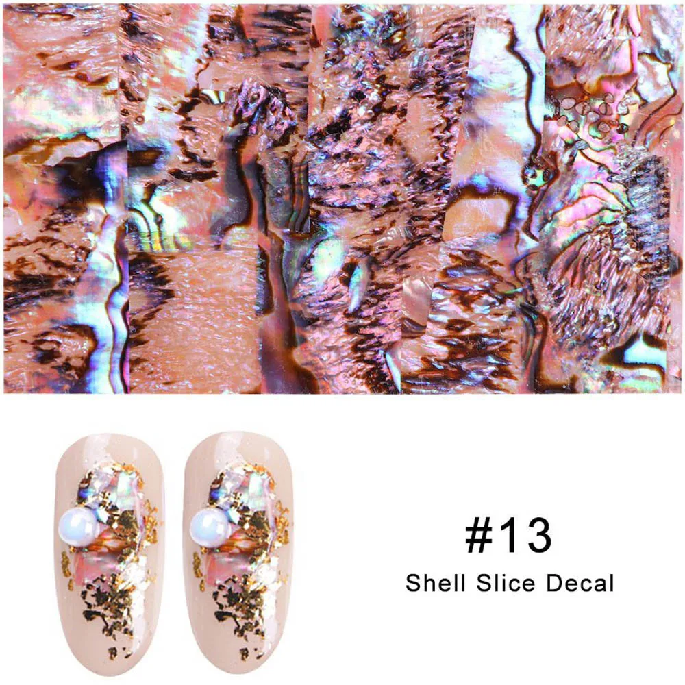 13 1 шт. перламутровый лак для ногтей фольги 3D проблеск Abalone Shell узор клейкая оберточная бумага мрамор Русалка наклейки для ногтей украшения - Цвет: 13