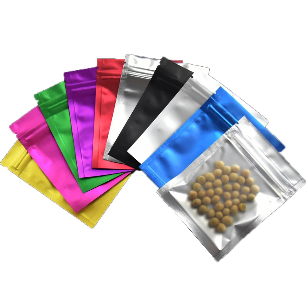 

100Pcs/Lot Zip Lock Reusable Reclosable Food Snack Tea Pack Pouches Clear Matte Aluminum Mylar Foil Bag Self Seal Tear Notch