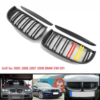 

For BMW E90 E91 4 Door 2005 2006 2007 2008 Car Front Bumper Gloss Black M Color Kidney Replacement Grille Grill