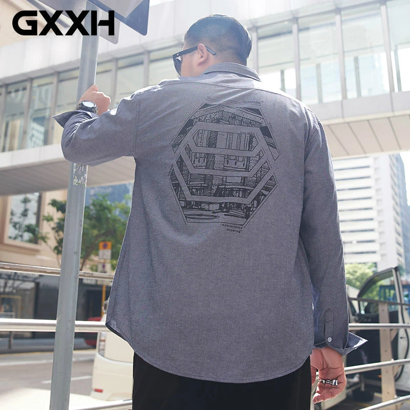 GXXH 5XL 6XL 7XL мужские повседневные рубашки свободного кроя больших размеров d мужские рубашки с длинным рукавом Плюс Размер повседневные хлопковые рубашки мужские 140 кг