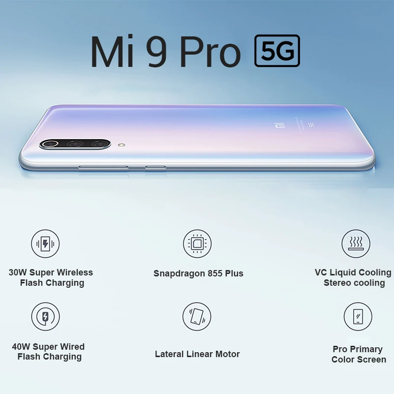 Смартфон Xiaomi Mi 9 Pro 5G Nerwork, 12 Гб, 256 ГБ, Восьмиядерный процессор Snapdragon 855 Plus, 48мп, тройная задняя камера 6,3" VC LiquidCool, NFC