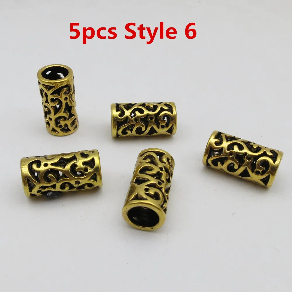 5pcs Style 6 5 шт различных 10 стилей викингов волос оплетка страшный дредлок Бусы Кольца трубка для волос аксессуары - Цвет: 5pcs Style 6