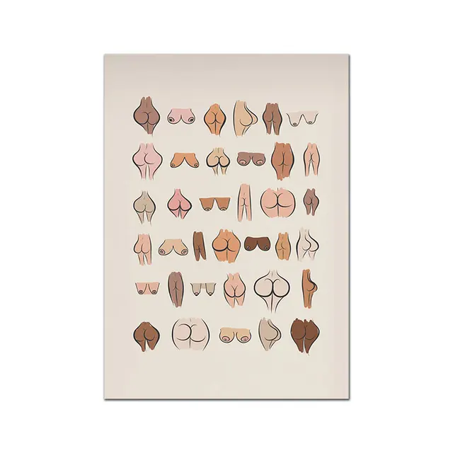 Nordic Funny Bum Poster Abstract Boobs Minimalist Art Print Body Canvas Painting Modern Nude Wall Picture Bathroom Home Decor Picture 1