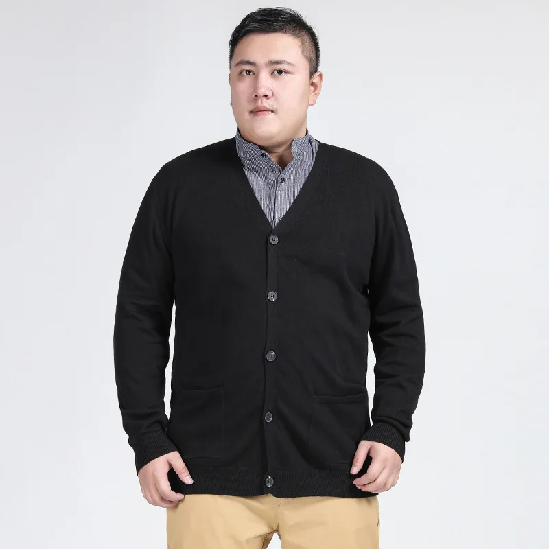 

Big Size Men Loose Season Sweater Plus Fat plus Size Fat Leisure Pure Cotton Male V Collar Cardigan Sweater