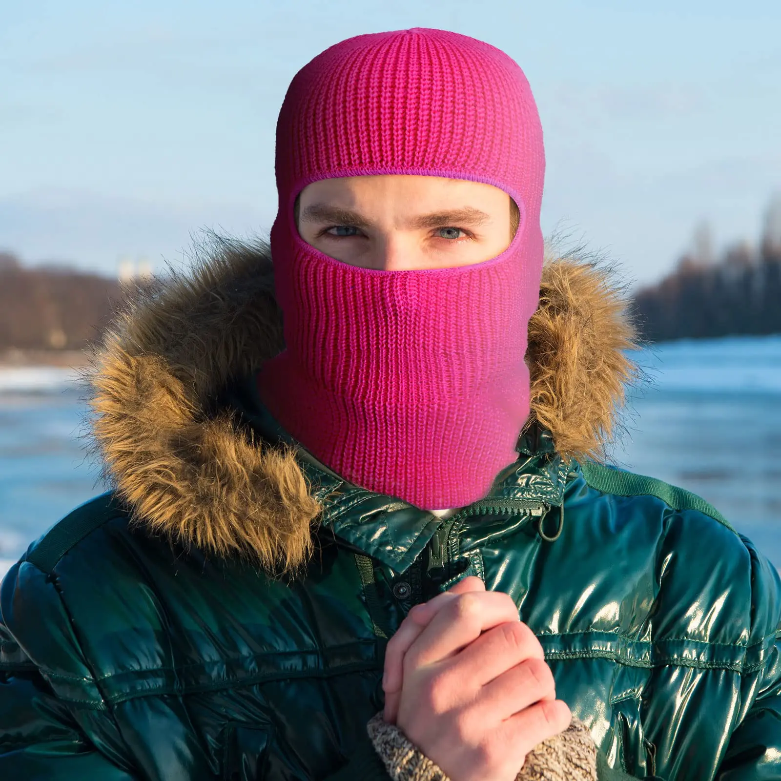 1 Hole Full Face Mask Winter Ski Mask Balaclava Tactical Warm Beanie Hood Hat US 