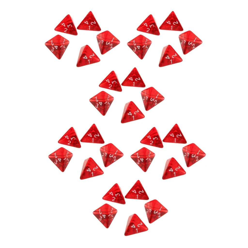 30 Pieces Dices Set D4 for DND Game Polyhedral Solid Metal 20mm