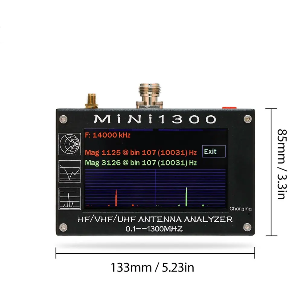 Mini1300 TFT lcd 0,1-1300 MHz HF VHF UHF ANT КСВ антенный анализатор внутренний измеритель заряда батареи обновление от MINI600