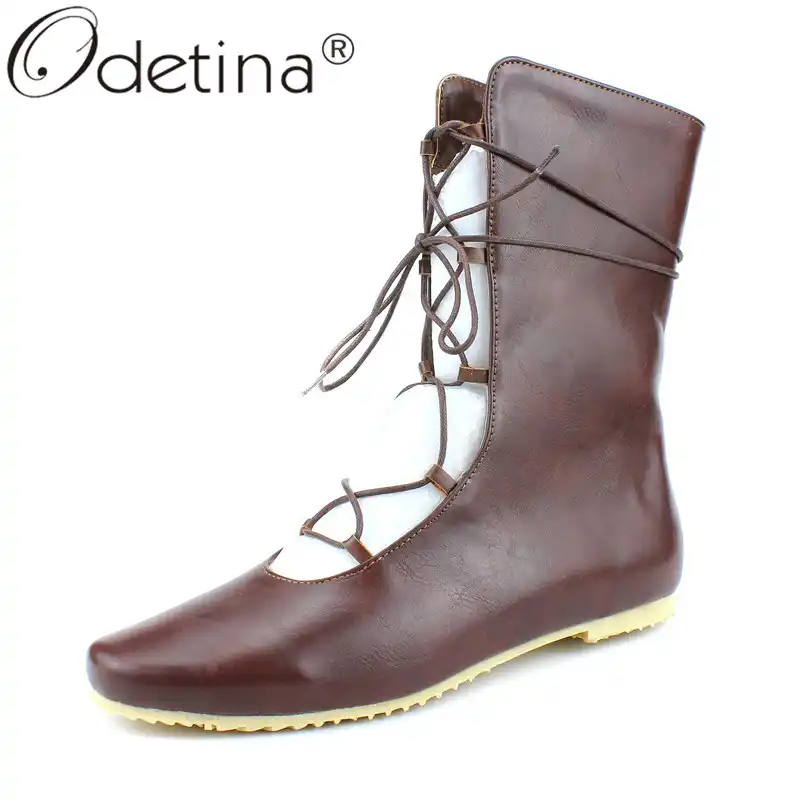 ladies lace up flat ankle boots