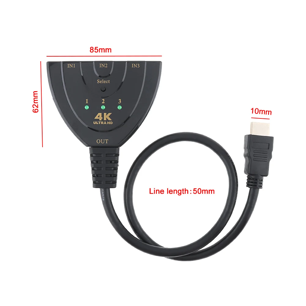 4K 2K Mini HDMI усилитель Swicher 3 в 1 4 порта Селектор разветвитель для HDTV/проектора/DVD/Xbox/PS3/PS4/мультимедиа