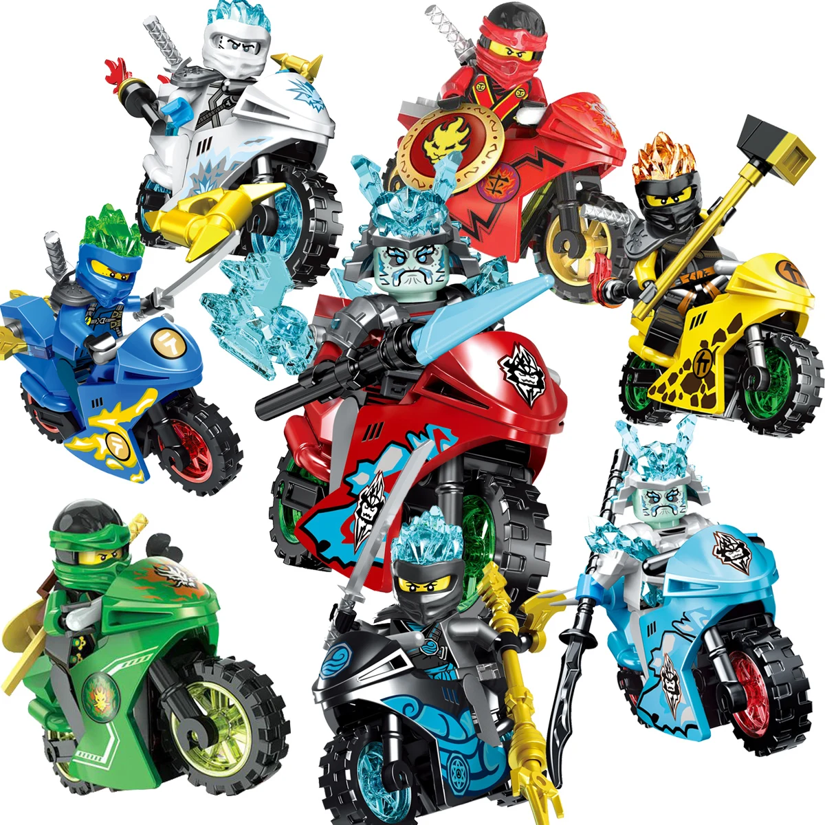 

Single sell Ninja Figures Blocks Nya Jay Zane Kai Cole Motorcycle Toy legoinglys ninjagoingly Marvel Avengers Toy For Kids